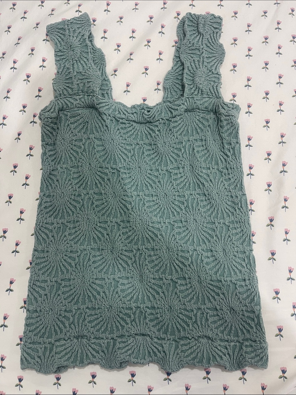 Free People Sage Green Textured Tank Top